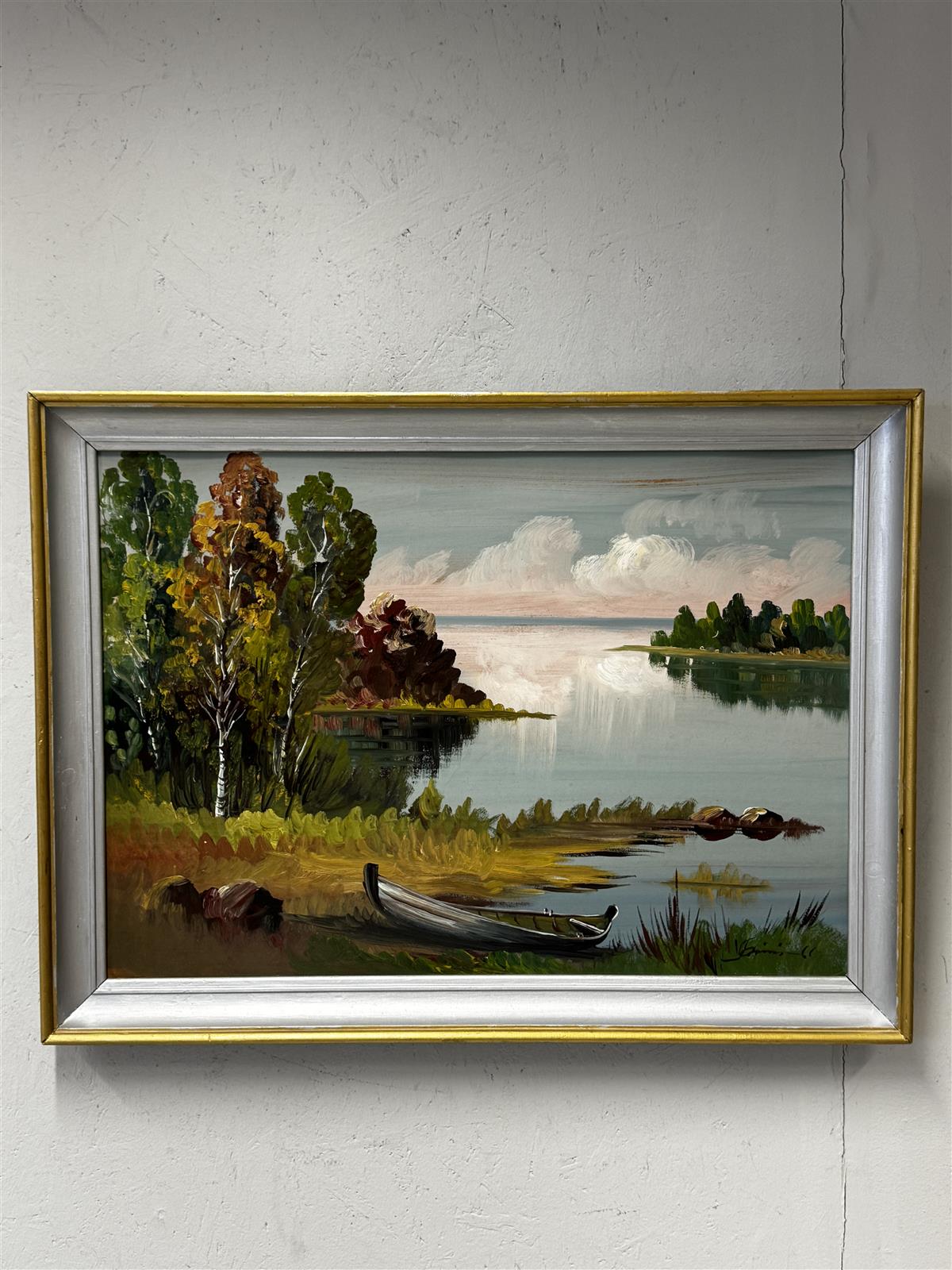 Taulu öljyväri kovapinnalle maisema tunnistamaton