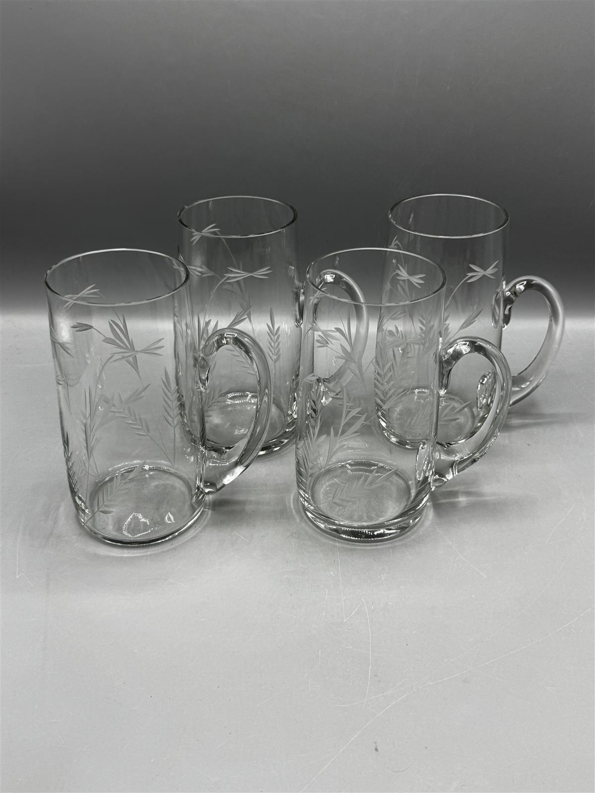 Vintage viivahiottu lasituoppi (4 kpl)