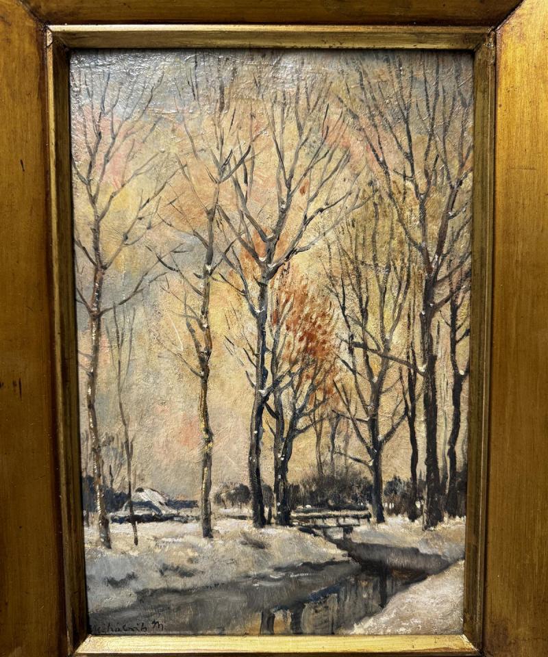 Taulu talvimaisema öljyväri Mihalik