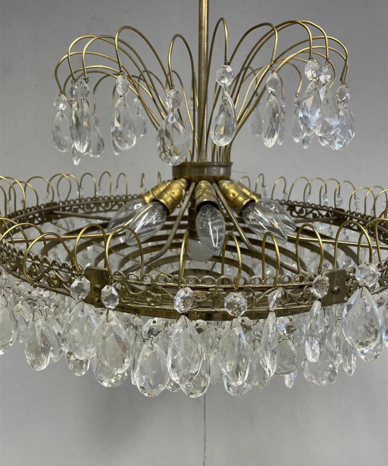 Vintage Kattokruunu kristalleilla 8-valopistettä