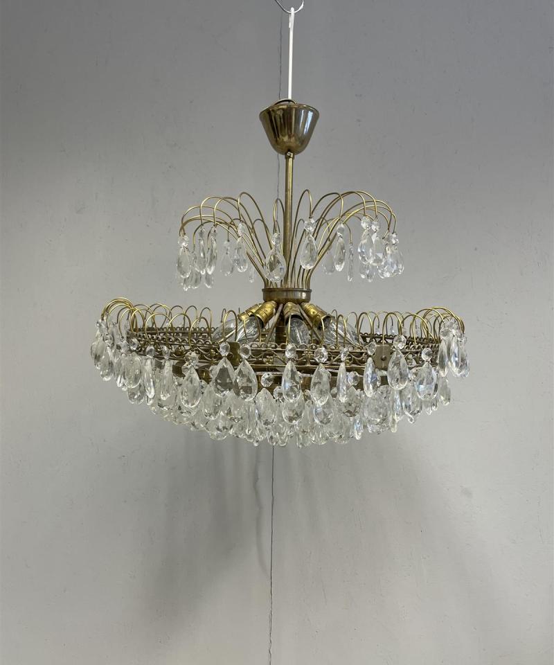 Vintage Kattokruunu kristalleilla 8-valopistettä