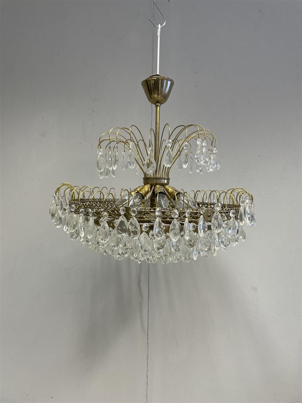 Vintage Kattokruunu kristalleilla 8-valopistettä