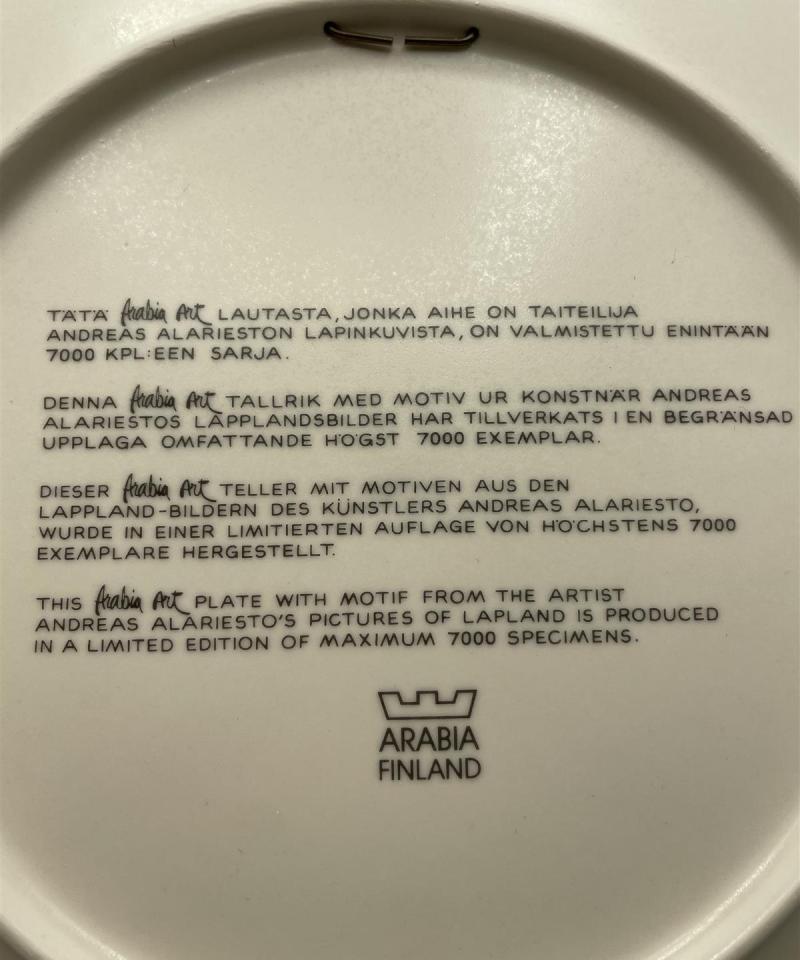 Arabia Lappi isot taidelautaset 1980-1985, Andreas Alariesto