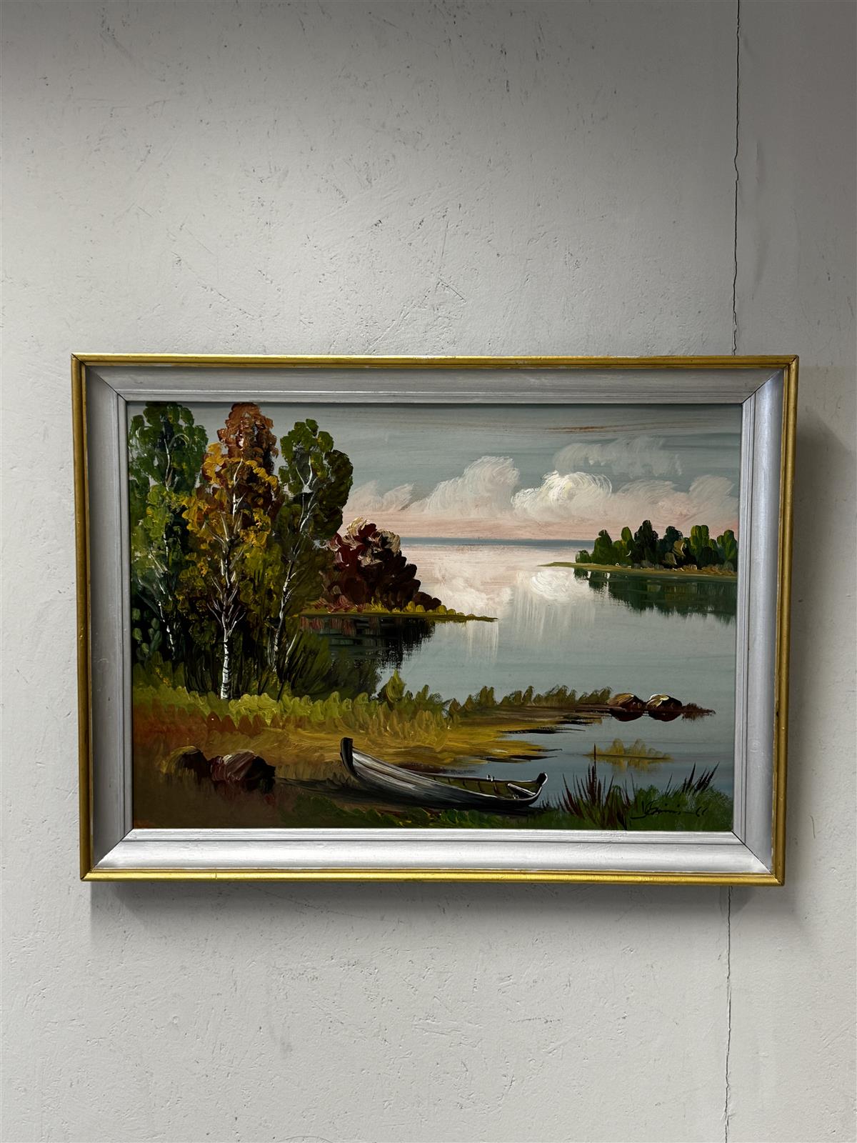 Taulu öljyväri kovapinnalle maisema tunnistamaton