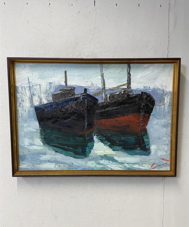 Taulu ”Laivat” öljyväri, signeerattu