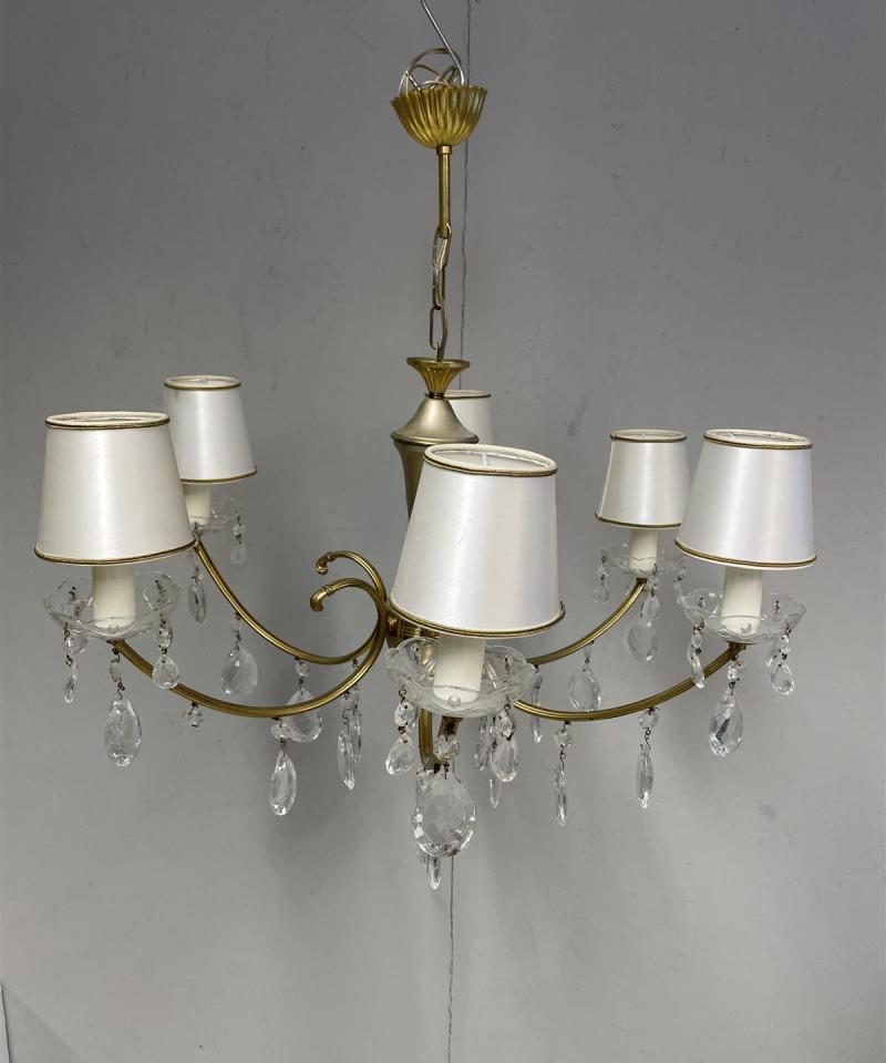 Vintage kristalli kattokruunu 6-valopistettä