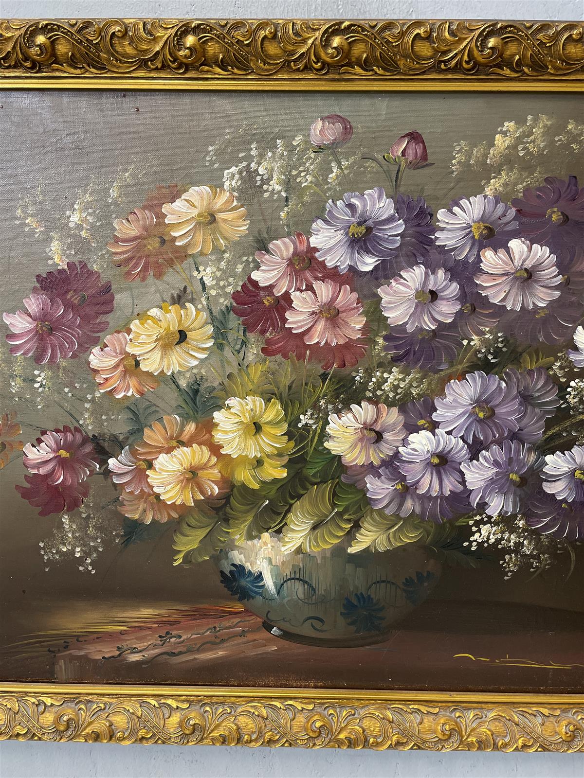 Taulu kukka-asetelma öljyväri, signeerattu