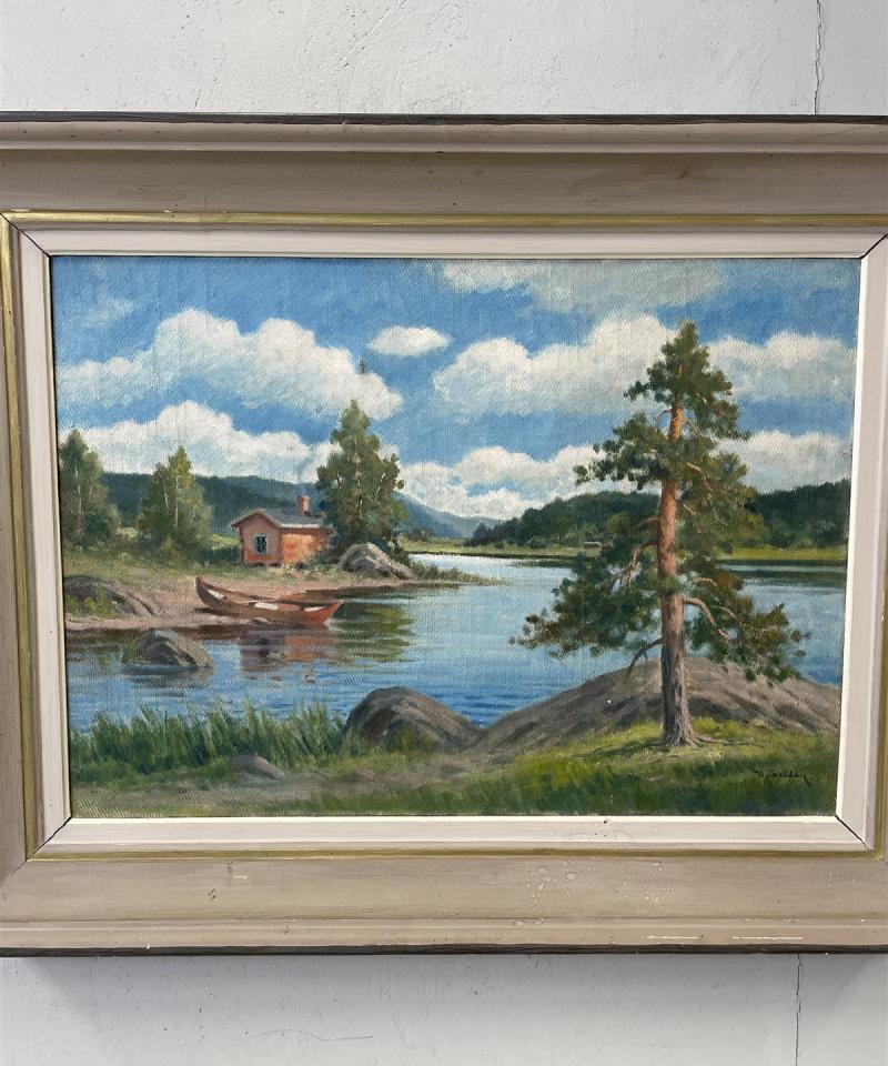 Taulu Maisema öljyväri, Uuno Soldan