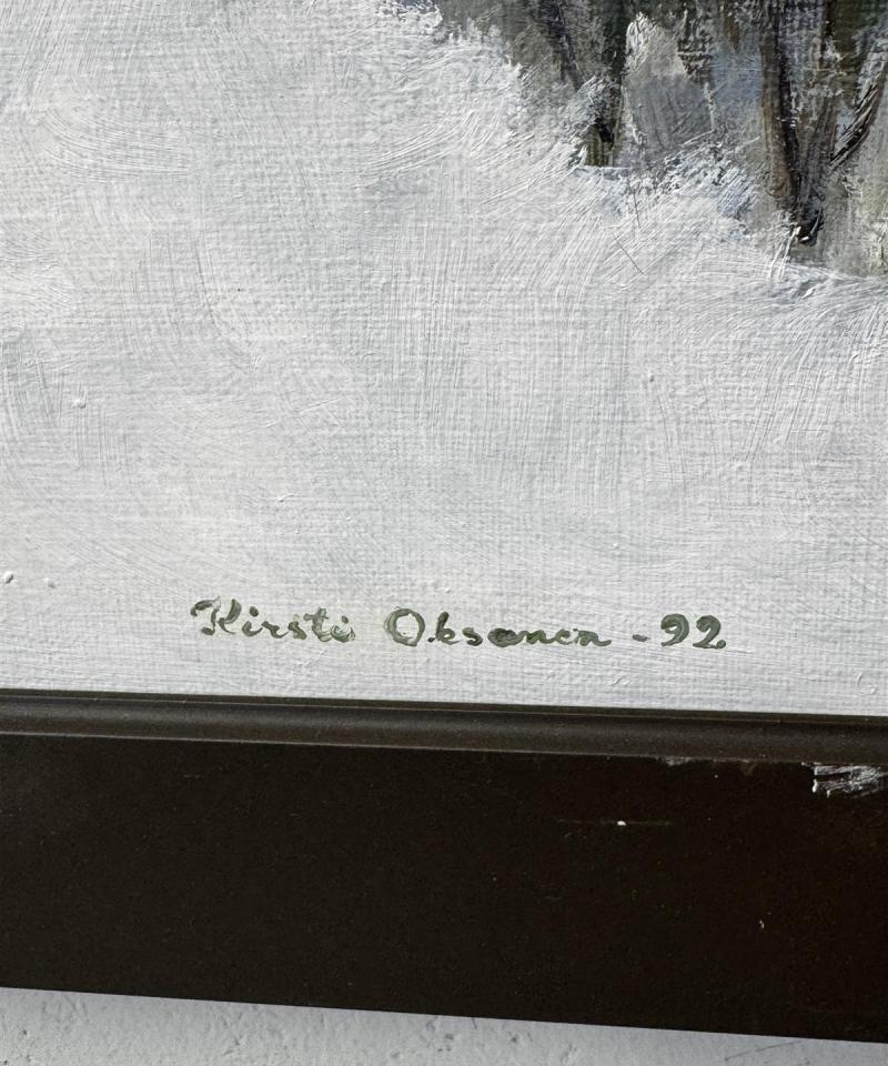 Taulu öljyväri talvimaisema Kirsti Oksanen -92