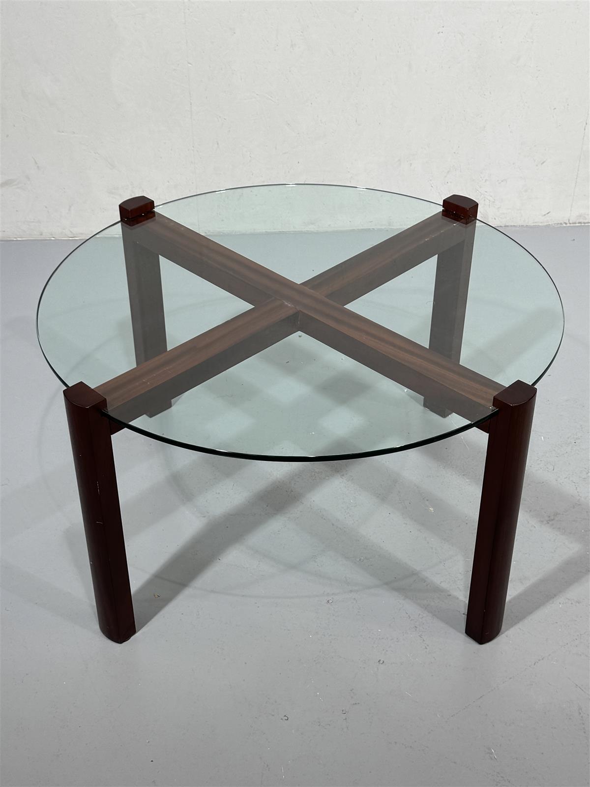 Vintage sohvapöytä 100cm lasitasolla