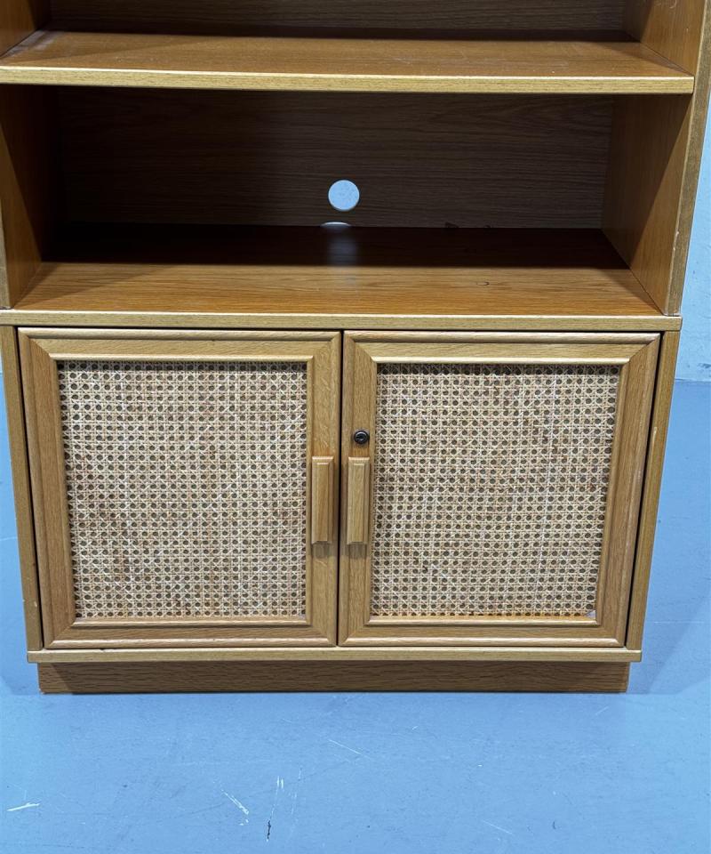 Vintage kirjahylly rottinkiovet