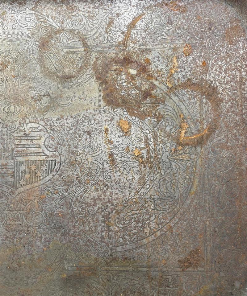 Vintage metalli tarjotin koriste