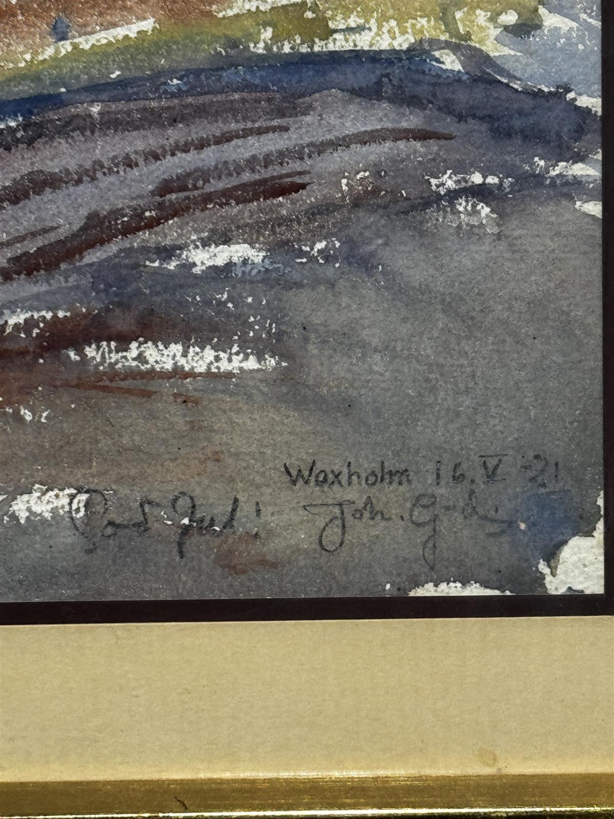 Taulu vesivärimaalaus maisema Johannes Gebhard