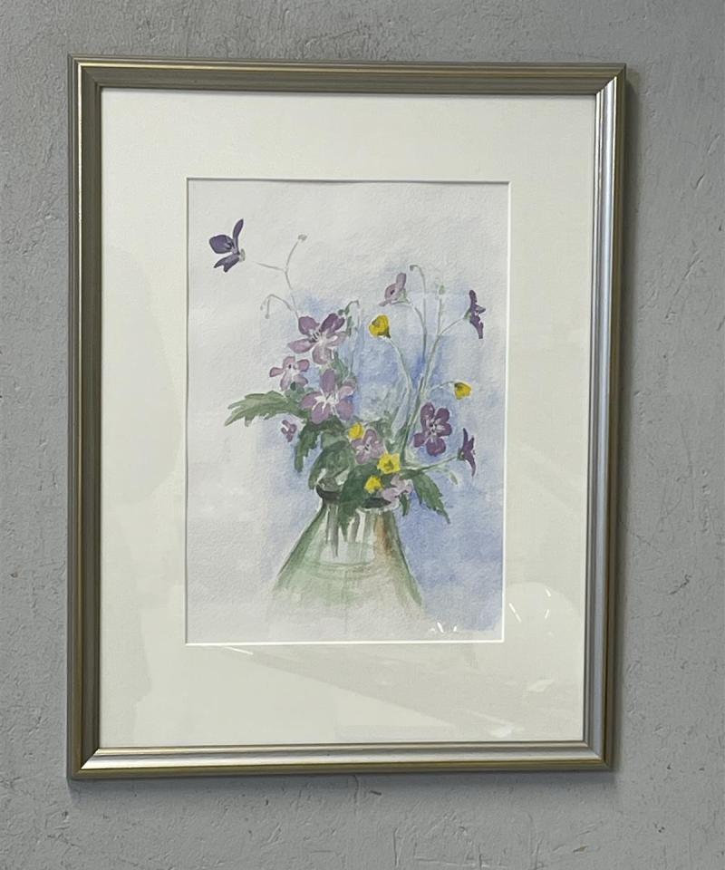 Taulu Juhannuskukkia akvarelli, signeerattu