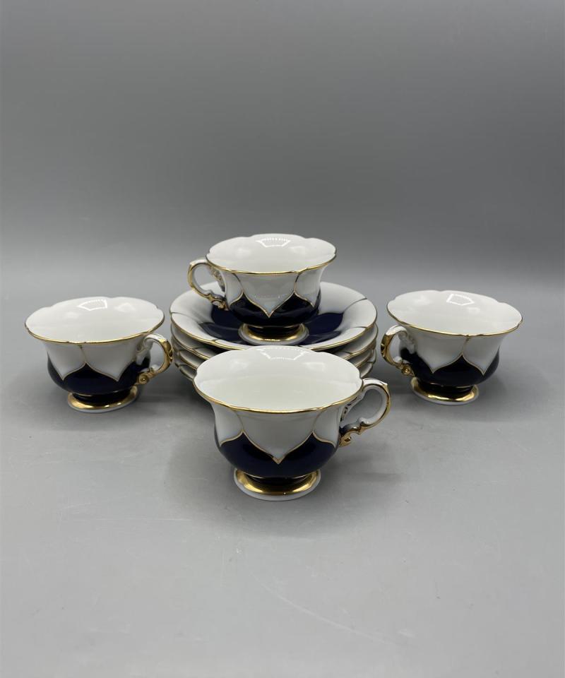 Meissen Posliini kahvikupit ja lautaset 4kpl