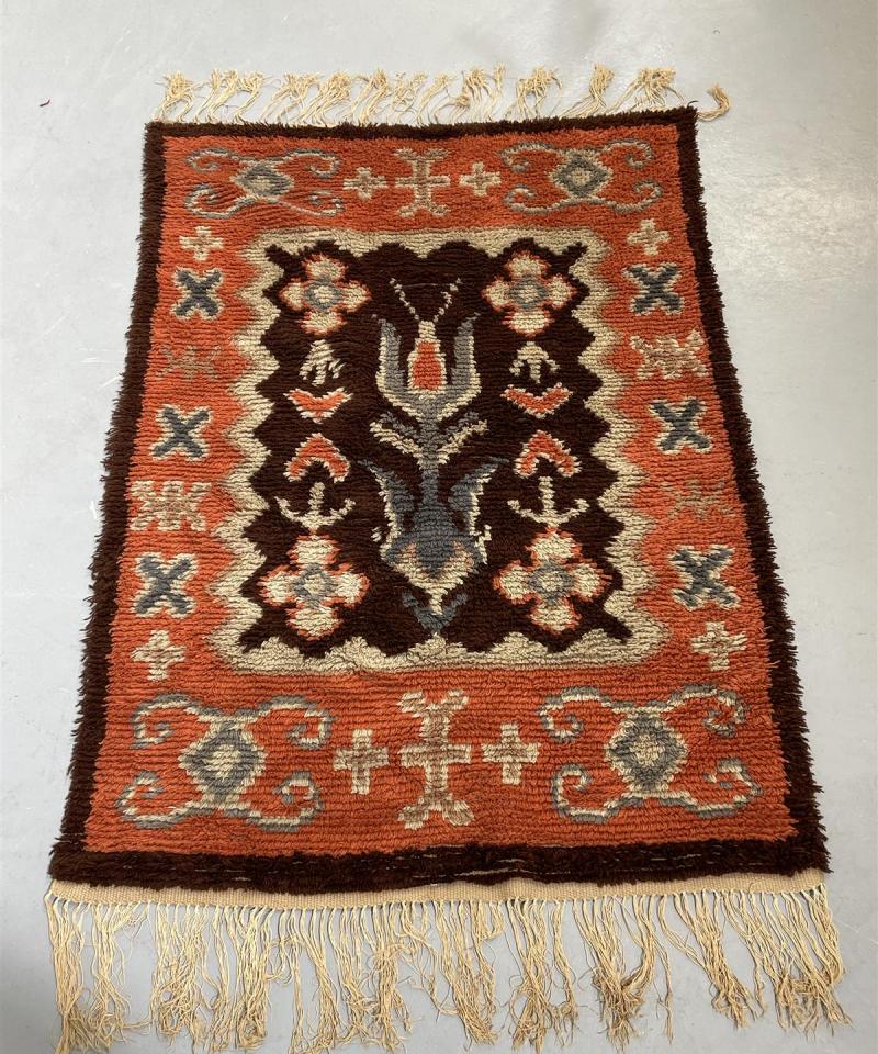 Vintage ryijy ”Elämänkukka” 100x148cm, Aino Backman