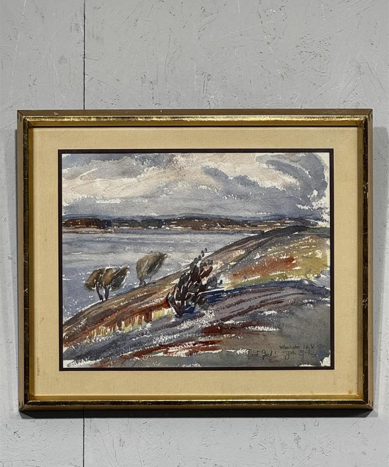 Taulu vesivärimaalaus maisema Johannes Gebhard