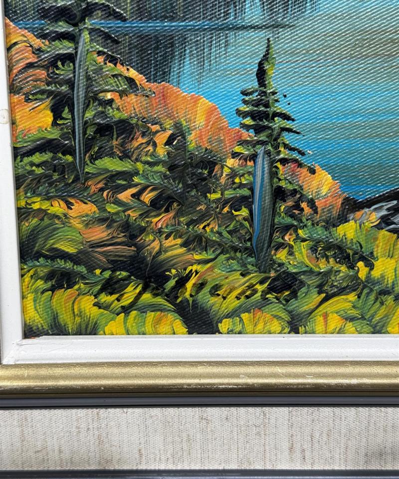 Taulu öljyväri iltamaisema tunnistamaton