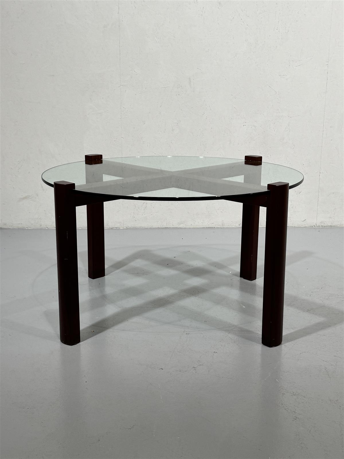 Vintage sohvapöytä 100cm lasitasolla