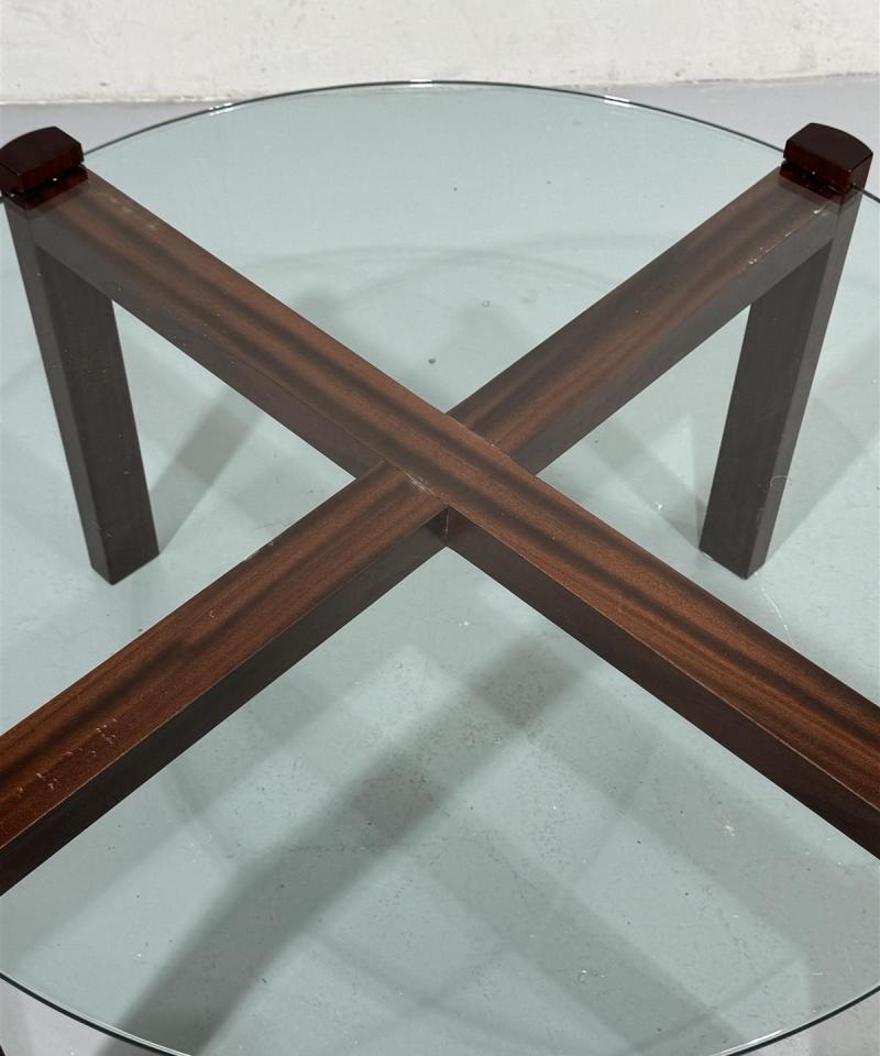 Vintage sohvapöytä 100cm lasitasolla