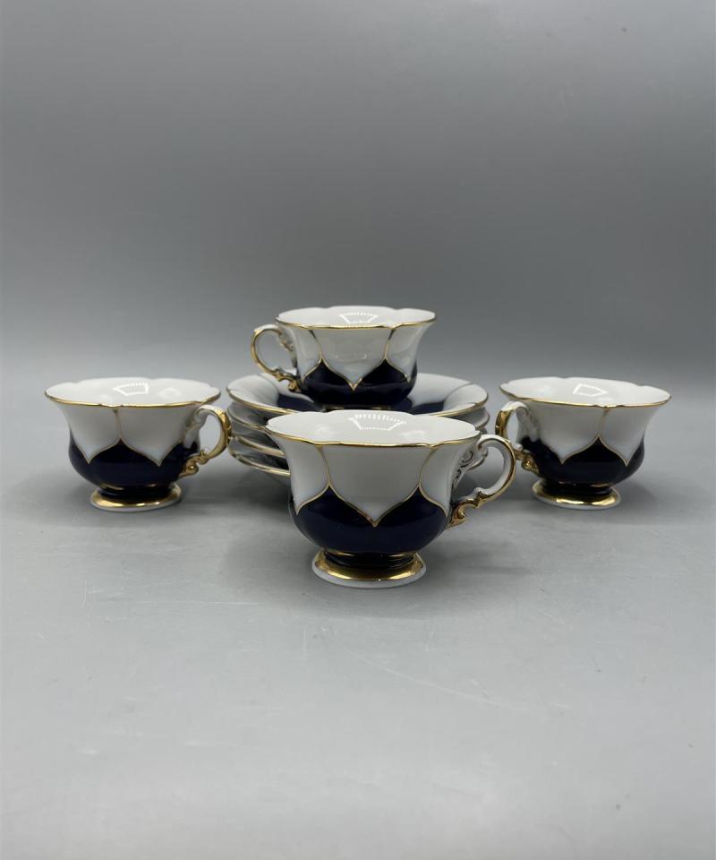 Meissen Posliini kahvikupit ja lautaset 4kpl