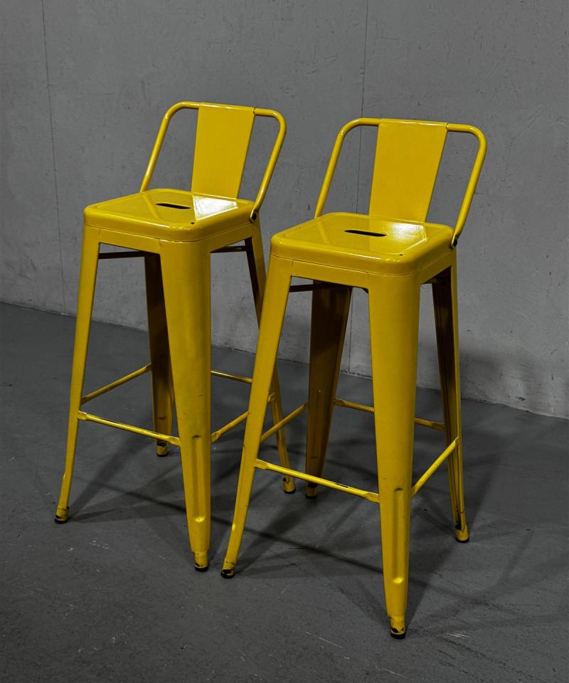 Korkea metallijakkara (2kpl) keltainen