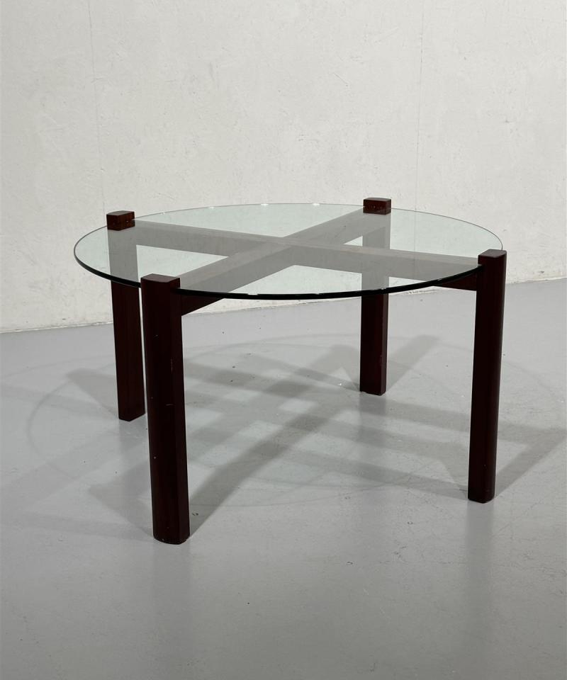 Vintage sohvapöytä 100cm lasitasolla