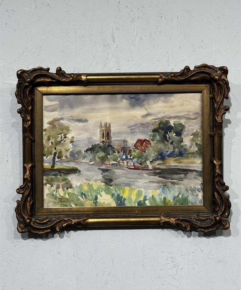 Taulu vesivärimaalaus signeerattu (tunnistamaton)