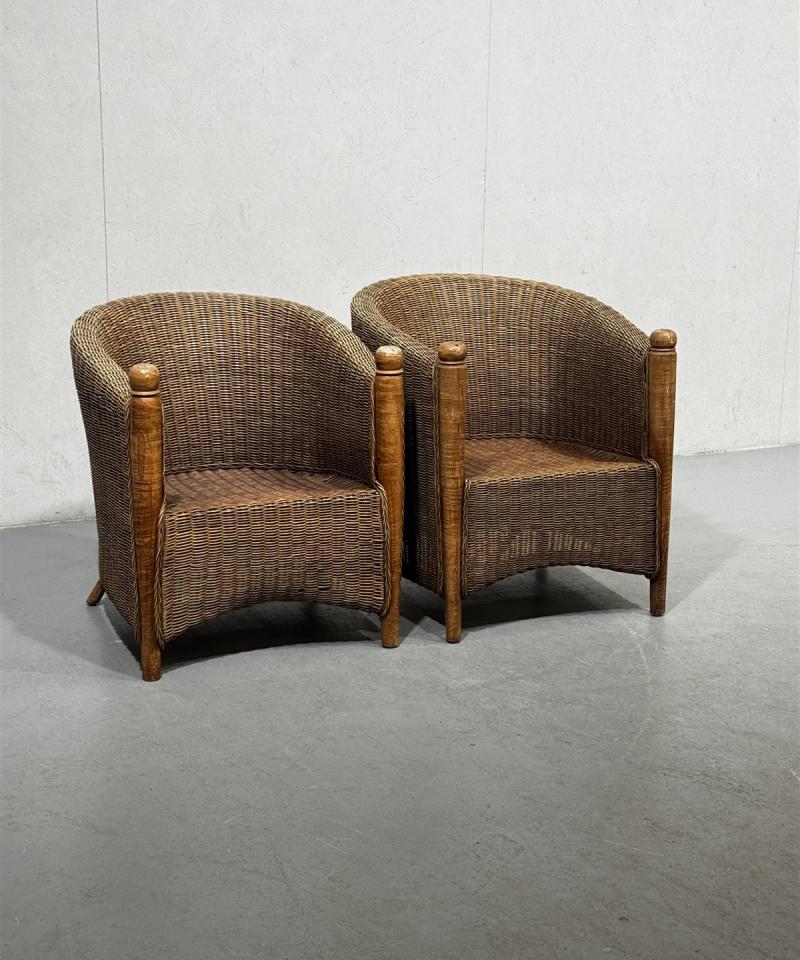 Vintage rottinkiset nojatuolit (2 kpl)