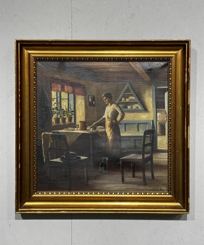 Taulu öljyväri sisätilanäkymä V. Ems.
