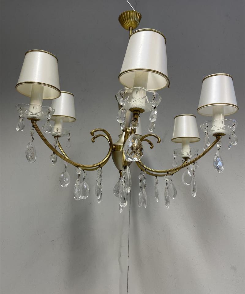 Vintage kristalli kattokruunu 6-valopistettä