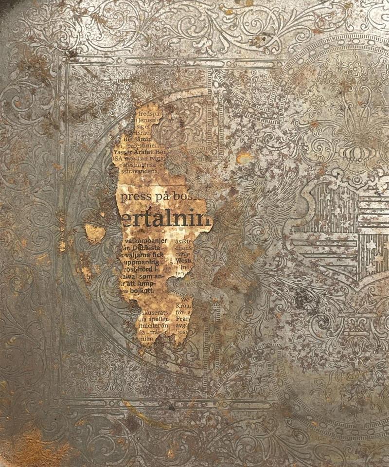 Vintage metalli tarjotin koriste