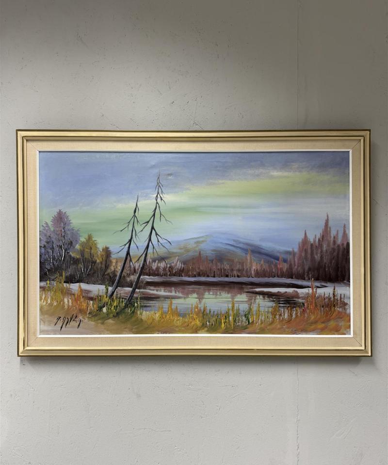 Taulu öljyväri kankaalle tunturimaisema A Ahven (?)