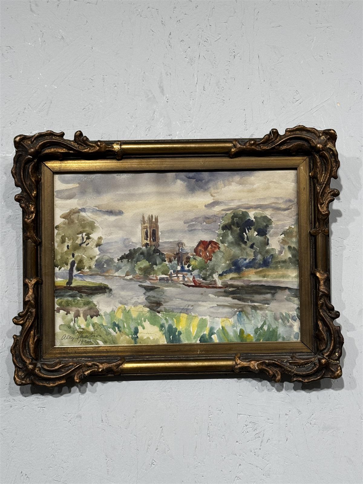 Taulu vesivärimaalaus signeerattu (tunnistamaton)