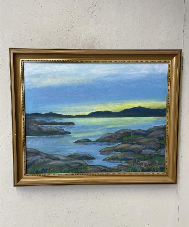 Taulu öljyväri merimaisema, A Pellikka 1984