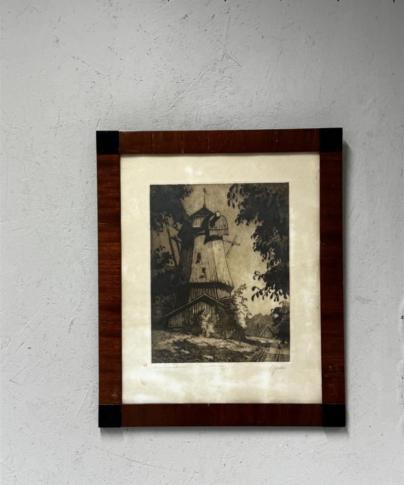 Taulu piirustus tuulimylly Knut Oscar Gaston Smidt