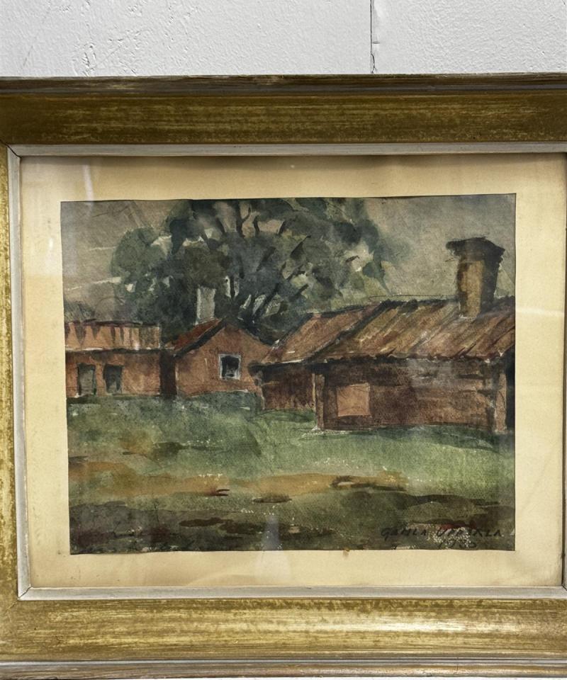 Taulu akvarellimaalaus Gamla Uppsala 1930
