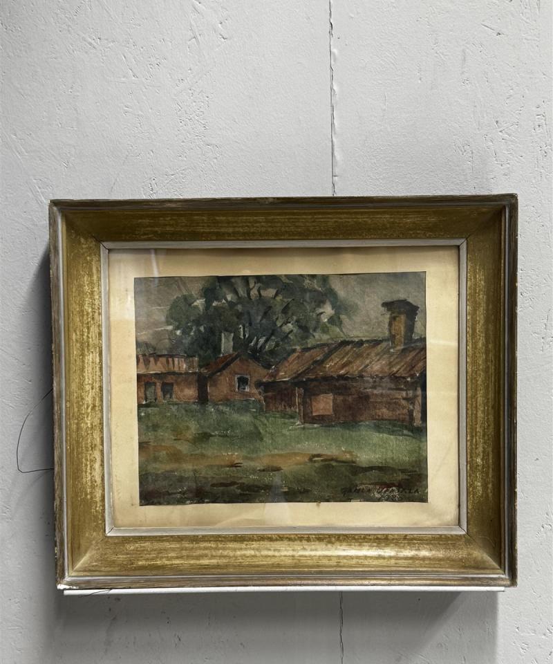 Taulu akvarellimaalaus Gamla Uppsala 1930