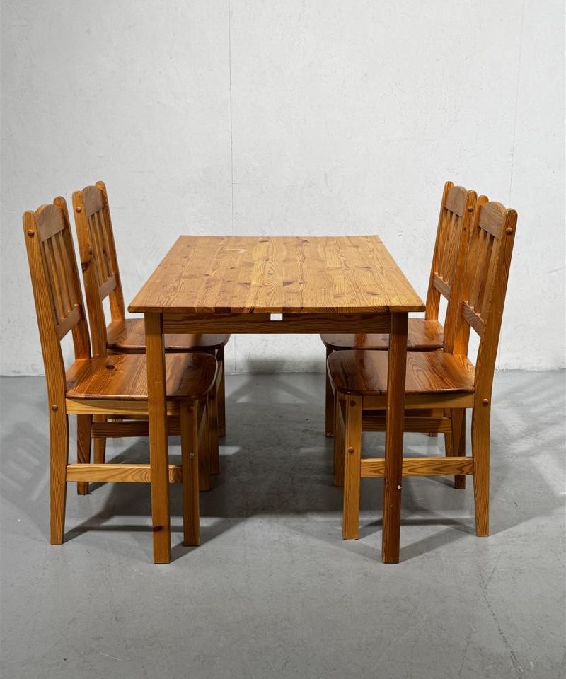 Ruokaryhmä pöytä ja tuolit (4kpl) mäntypuu