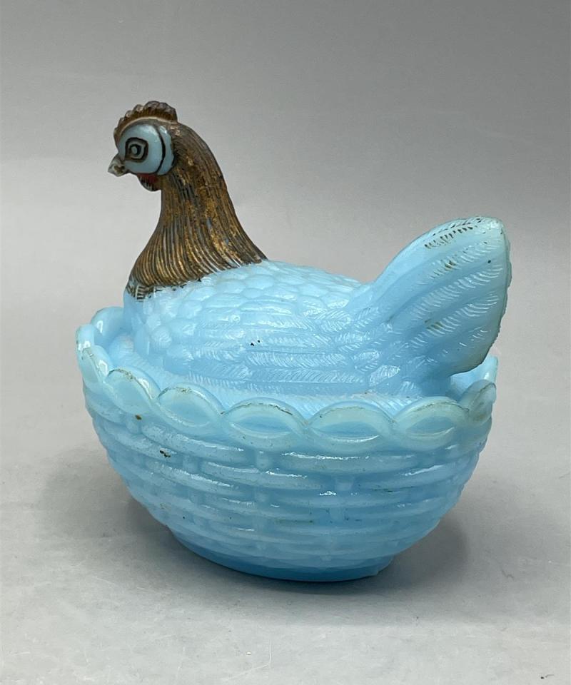 Vintage Sininen kananpesä rasia