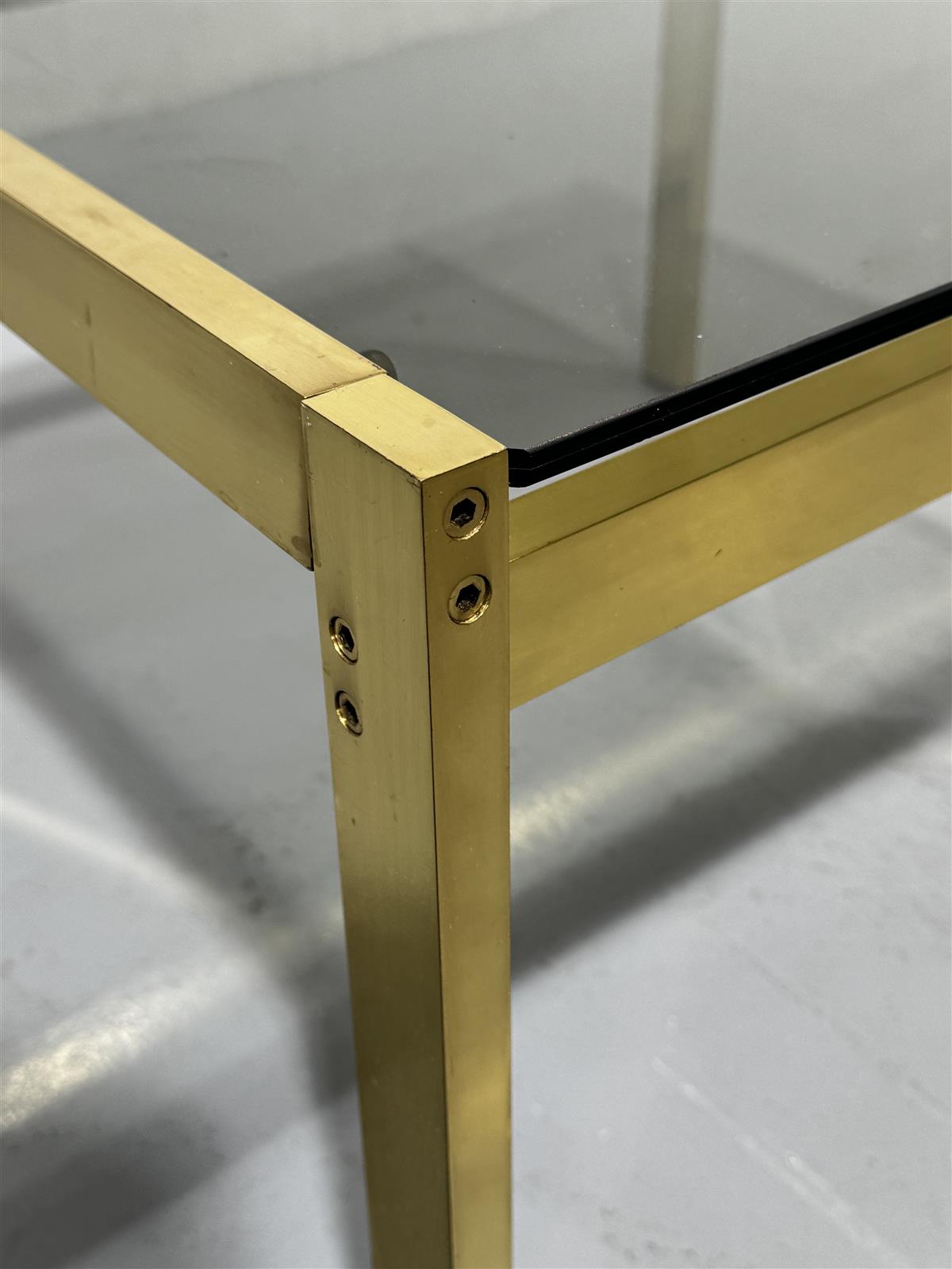 Vintage messinki lasipöytä 65x68