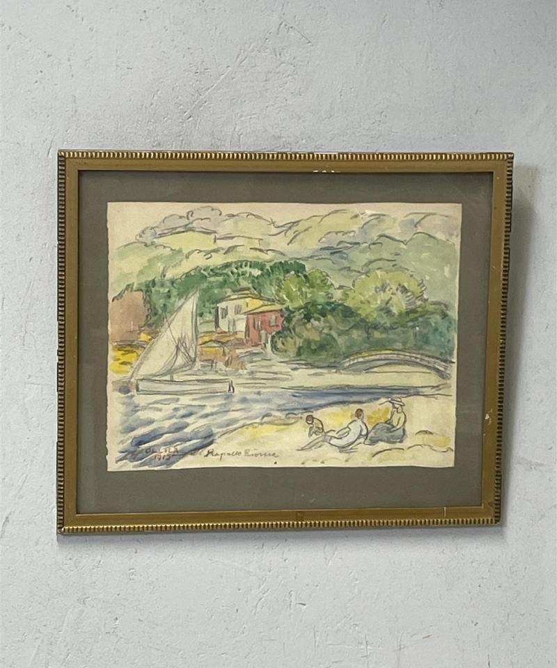 Taulu Rapallo Riviera vesiväri, Yrjö Ollila 1915
