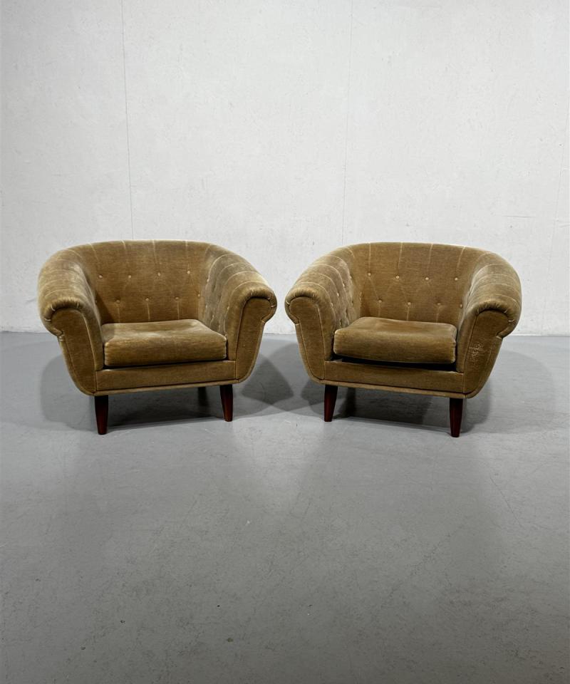 Vintage oliivinvihreät nojatuolit (2kpl)