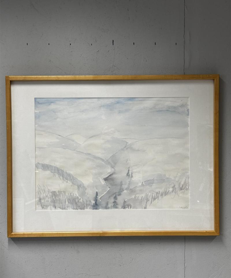 Taulu vesiväri Pallastunturi maisema Pentti Penttilä 1988