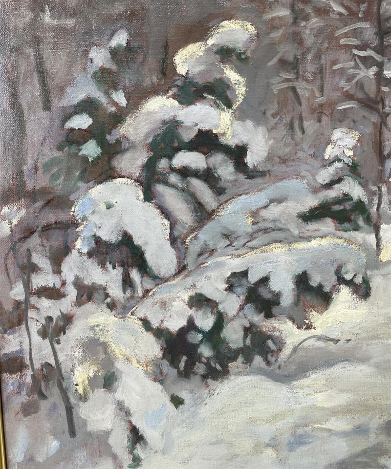 Taulu Talvimaisema öljyväri, Pauli Heinonen 1999