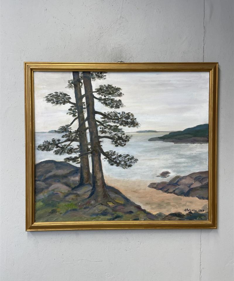 Taulu Maisema öljyväri, A Pellikka 1985
