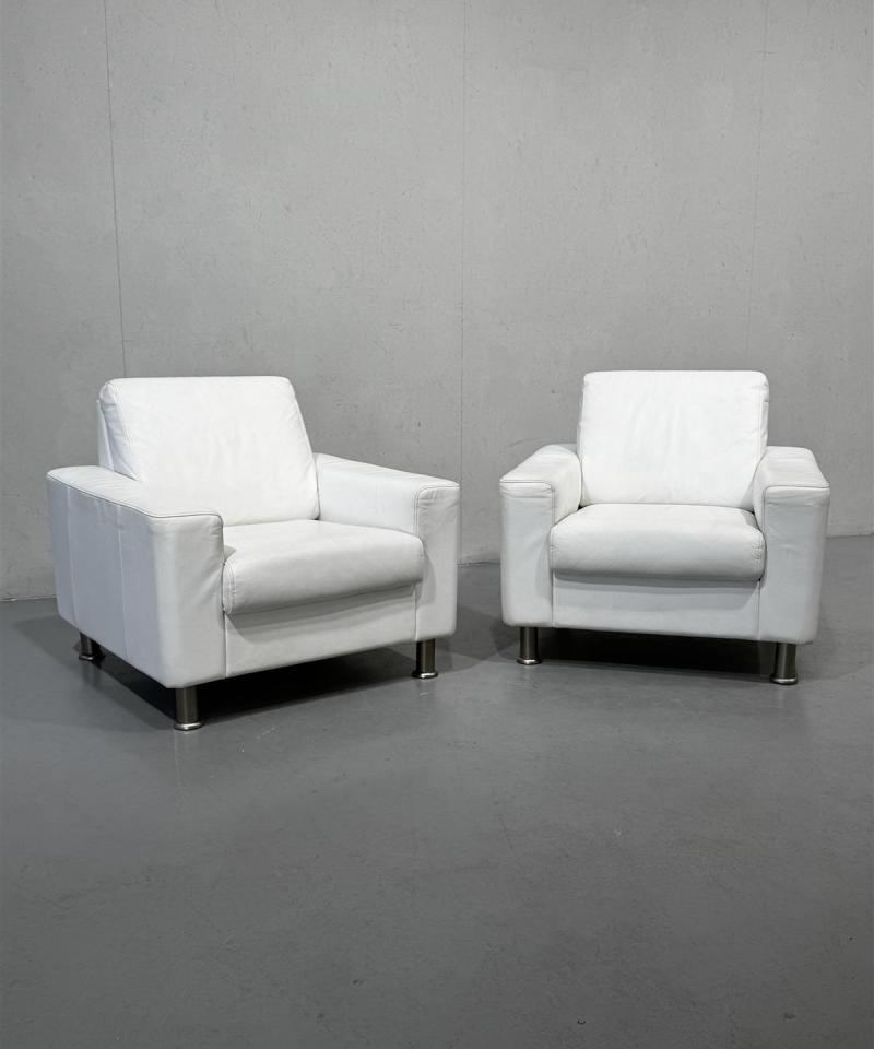 Isku nahkanojatuolit (2kpl) valkoinen