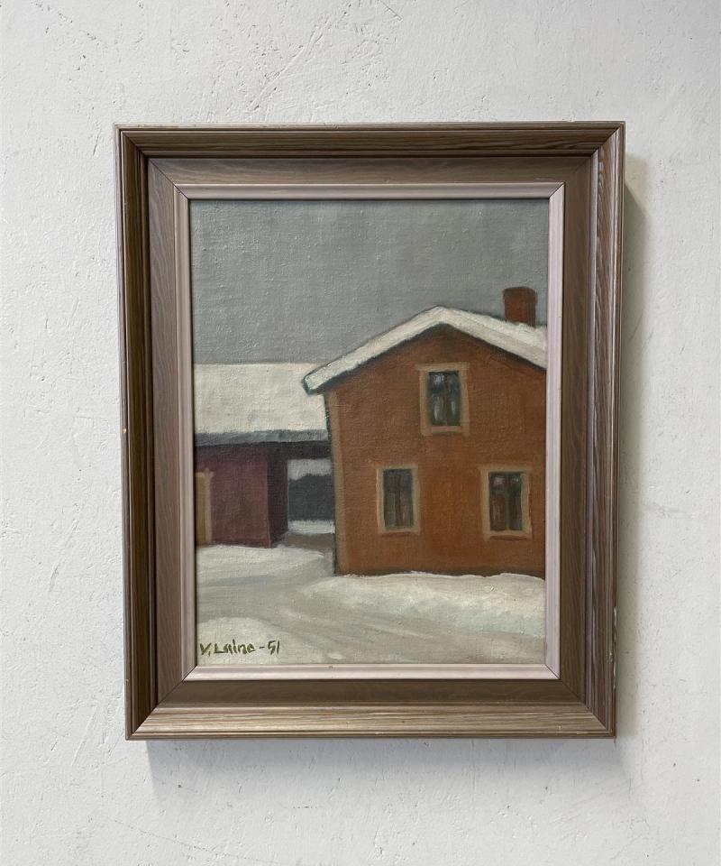 Taulu talvimaisema öljyväri, V Laine -51