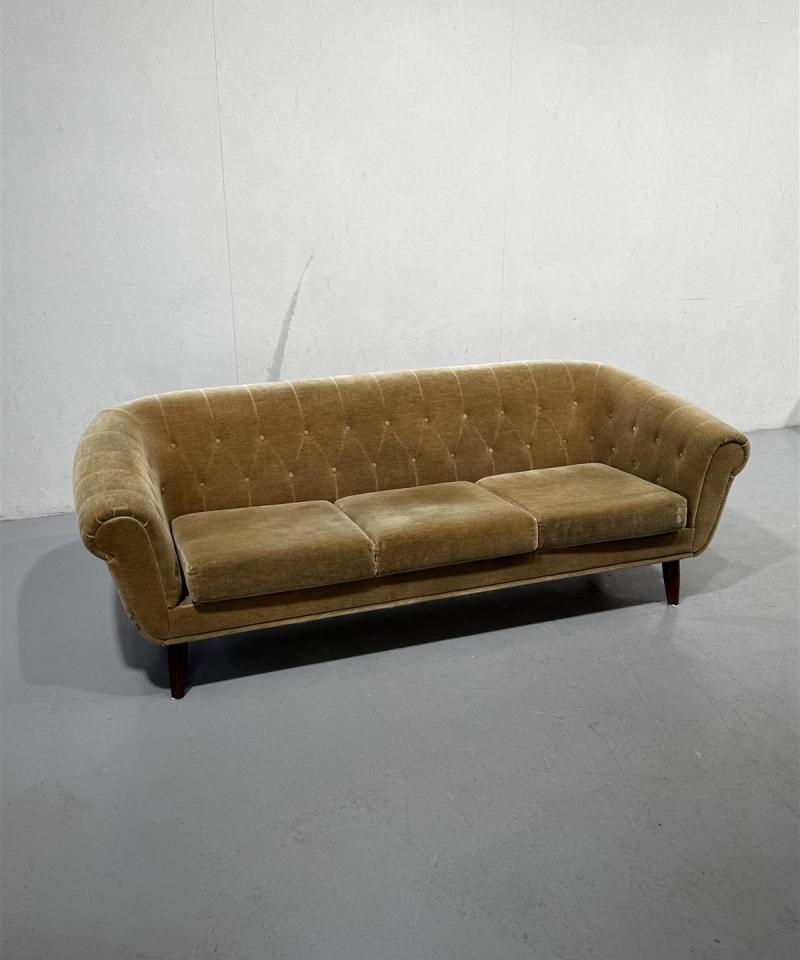 Vintage samettisohva oliivinvihreä