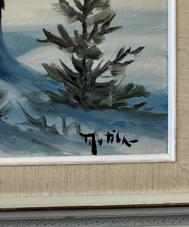 Taulu öljyväri talvimaisema tuntematon